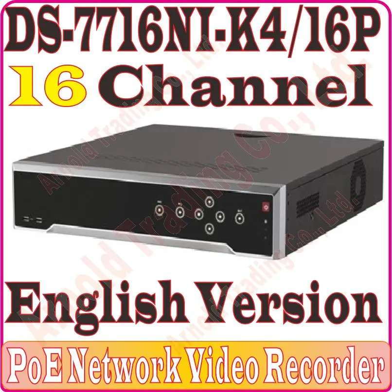 Англо-Ver DS-7716NI-K4/16 P 16CH NVR с 4 SATA, 4 к NVR до 8MP, с 16 портов PoE, третий-фотоаппарат поддержки, без коробки для розничной продажи