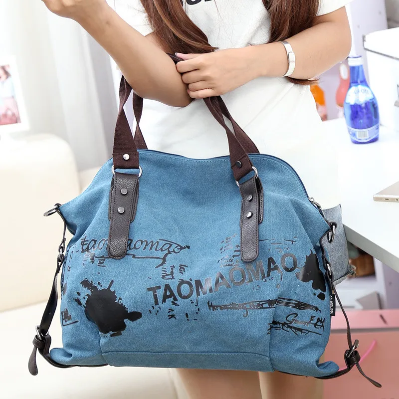 High Quality 4 Colors Graffiti Canvas Designer font b Handbags b font Women Harajuku Style Large