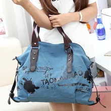 High Quality 4 Colors Graffiti Canvas Designer Handbags Women Harajuku Style Large Capacity Shoulder Messenger Bag