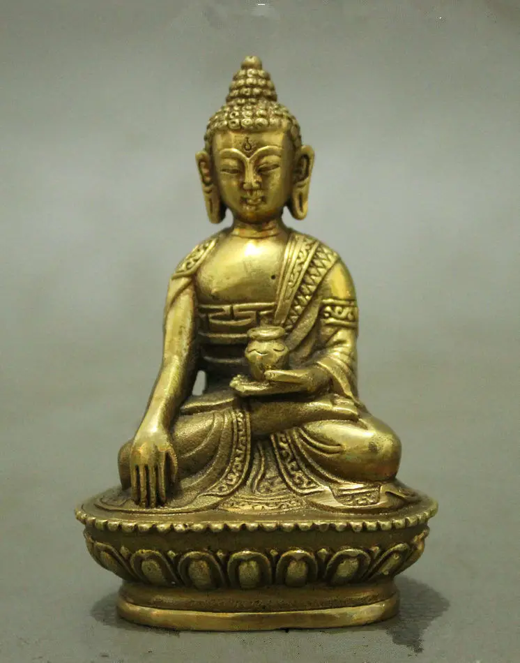 

Folk Tibet Brass Buddhism tathagata Shakyamuni Buddha Bowl Statue