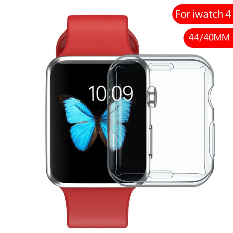 

SHELKEE PC hard shell Full case For apple watch band 44mm 40mm iwatch series 4 All-around Ultra-thin Clear frame