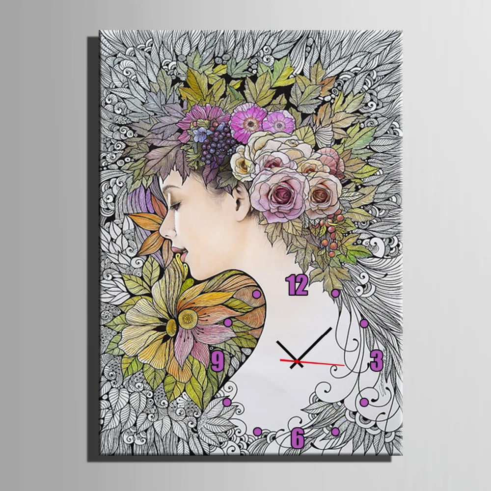 

Free Shipping E-HOME Butterflies And Dogs Clock in Canvas 1pcs wall clock 2017121120