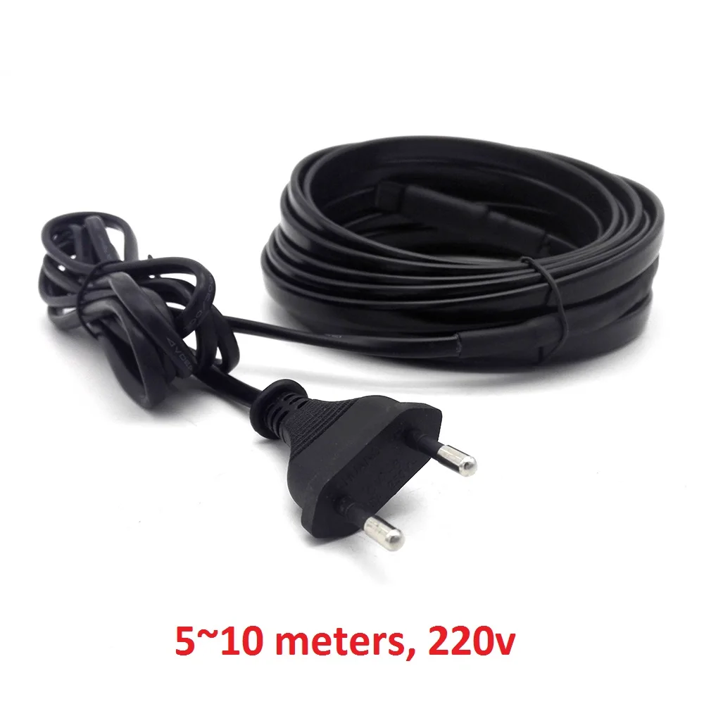 

5~10 Meters Self Regulating Heating Cable with EU Plug Water Pipe Freeze Protection Attached Pre-assembled Heating Wire