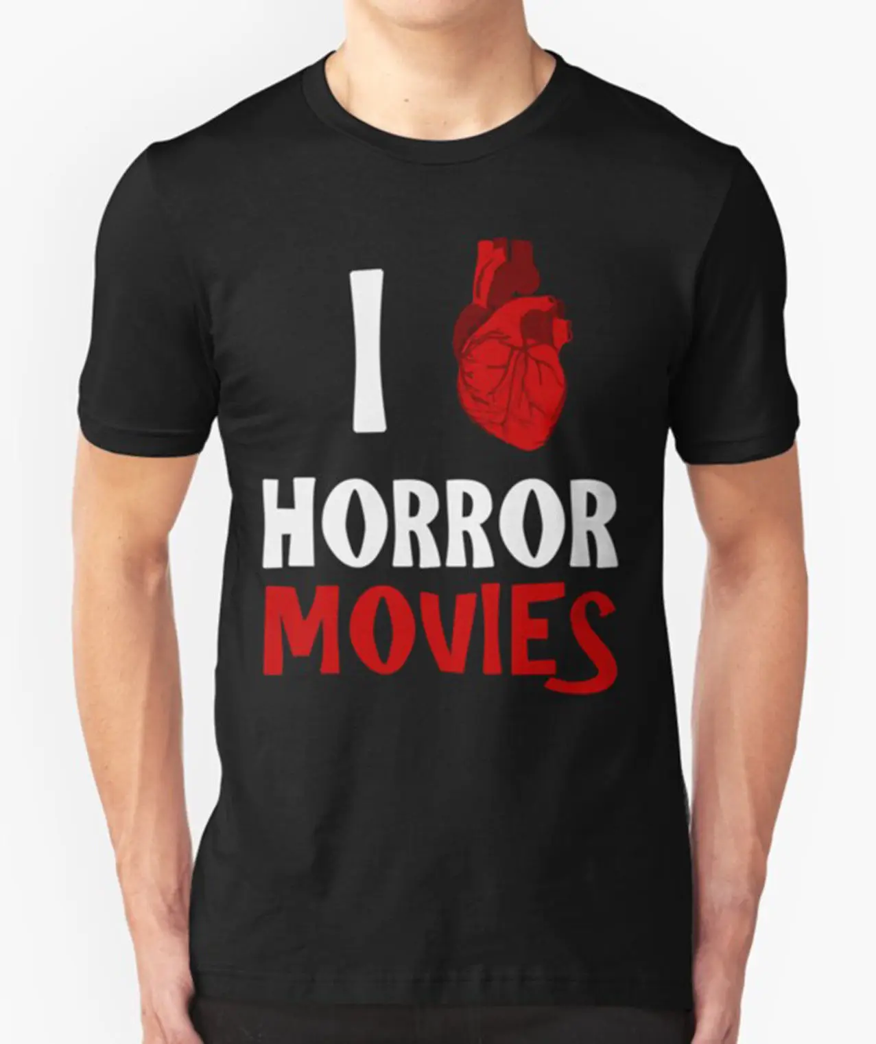 I LOVE HORROR MOVIES T SHIRT HEART CULT FILM HALLOWEEN BIRTHDAY PRESENT