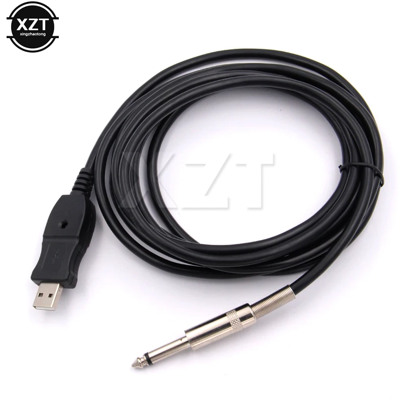 Guitar To USB Interface Link Cable for PC//MAC Recording 6.3mm Jack White