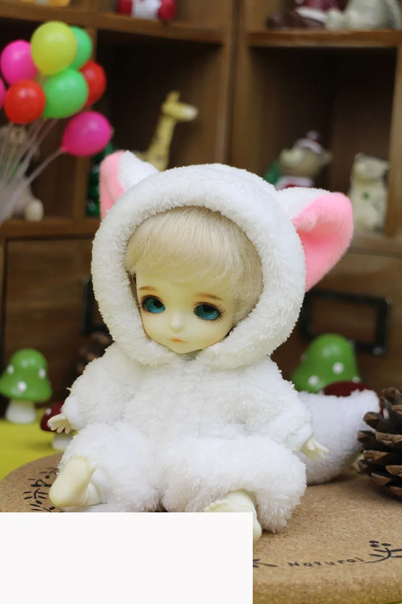Милый Белый Лисий пижамы костюм животного для BJD 1/8 Кукла Одежда AL1