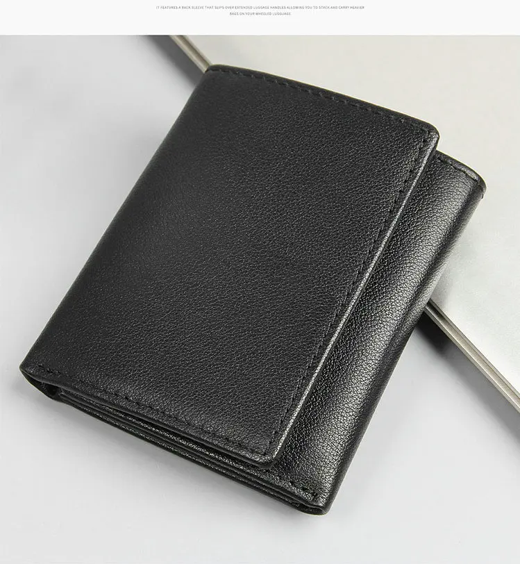 GENODERN RFID Кожаный Тройной бумажник для мужчин ручной работы тонкий мужской бумажник кредитный держатель для карт с ID окном мужские кошельки
