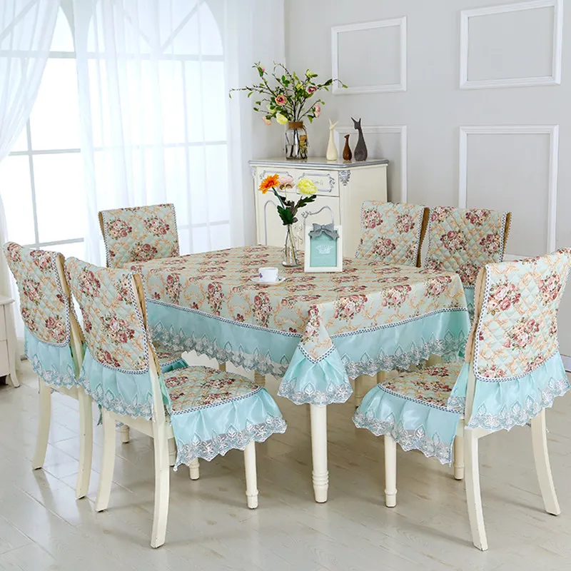 13pcs/set Pastoral Style Rectangular Tablecloth with Chair Covers 130*180 cm Table cloth for Wedding Dining Table Cover nappe