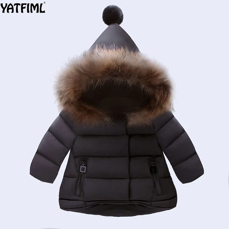 

YATFIML 2017 Children's winter jackets boys down jackets long padding jacket hood with fur