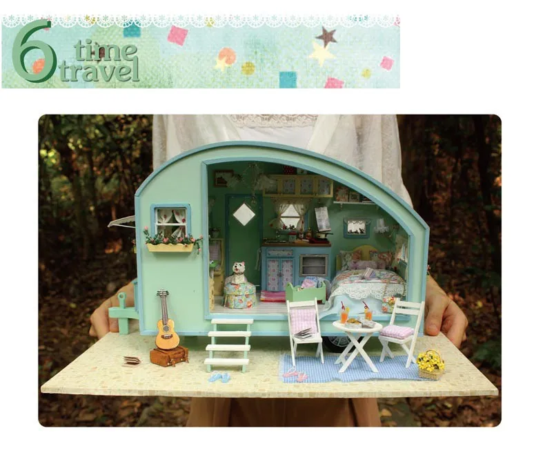 DIY Doll House Wooden Doll Houses Miniature dollhouse Furniture Kit Toys for children Gift Time travel doll houses A-016 20