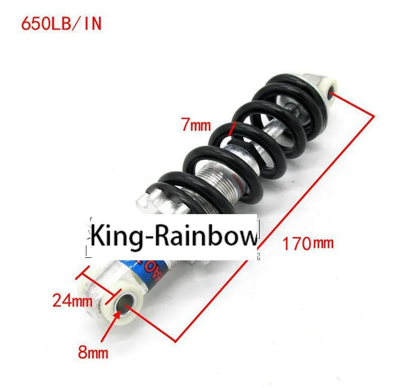 1 шт. 1200LB/в 750LB 650LB воздушный амортизатор мотоцикла задняя подвеска для 47cc 49cc мотороллер ATV Quad - Цвет: 170mm 650LB