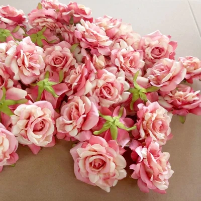 10 шт., искусственные цветы, голова 10 см, розы для нового года, свадьбы, украшения, сделай сам, Рождественский венок, подарок, цветочные шелковые вечерние цветы - Цвет: Deep pink 5