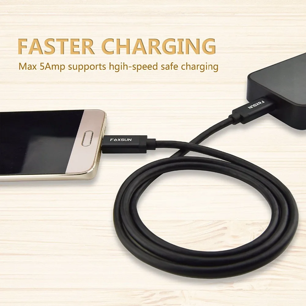 USB C إلى USB-C كابل ، 3ft/0.9 m 3.1 Gen1 5 GB مع E-علامة مع تسليم السلطة وسريع تهمة ل غالاكسي ملاحظة 8 و S8 ، جوجل بكسل