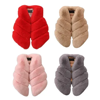 

Kids Girls Artificial Fur Warm Vest Coats Winter Waistcoat Children Sleeveless Jacket Outerwear Clothing For 1-7 Years Child