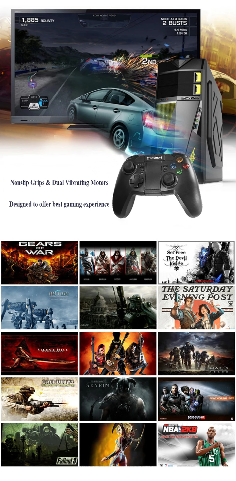 Tronsmart Mars G02 2.4GHz Wireless Gamepad for PlayStation 3 PS3 Game Controller Joystick for Android TV Box Windows Kindle Fire12