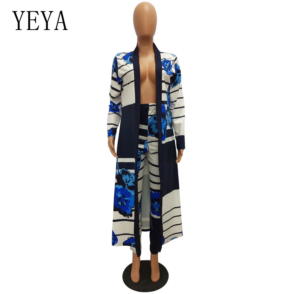 YEYA Women Two Piece Outfits Print Jumpsuits Rompers Long Sleeve Elegant Bodycon Jumpsuit Casual Work Wear Female Party Overalls