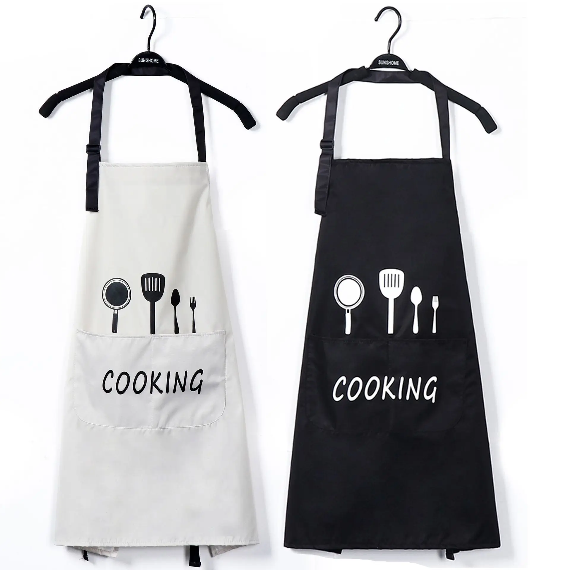 

Three-in-one Waterproof Kitchen Apron For Woman Men Chef Waiter Cafe Shop BBQ Aprons for Cooking Wholesale