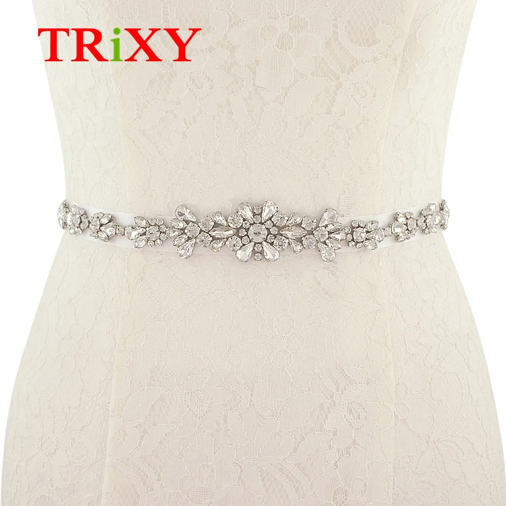 TRiXY S392 Rhinestone Wedding Belts Crystal Wedding Dress Belt