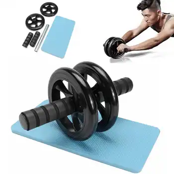 

No Noise Dual Abdominal Exercise Wheel Roller + Knee Pad Mat Workout Fitness Dual Wheel Gym Tool For Exercise Fitness Equipment