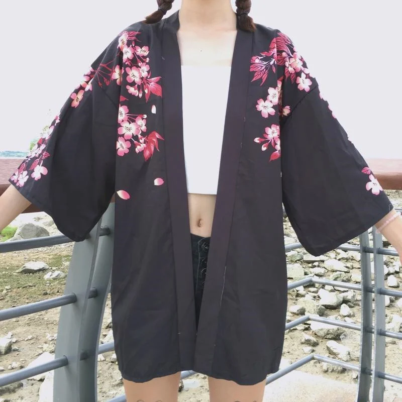 Женские топы лето японские модные Кимоно Одежда для пар Obi Yukata женское пляжное кимоно Boho Haori кимоно Japones FF2078