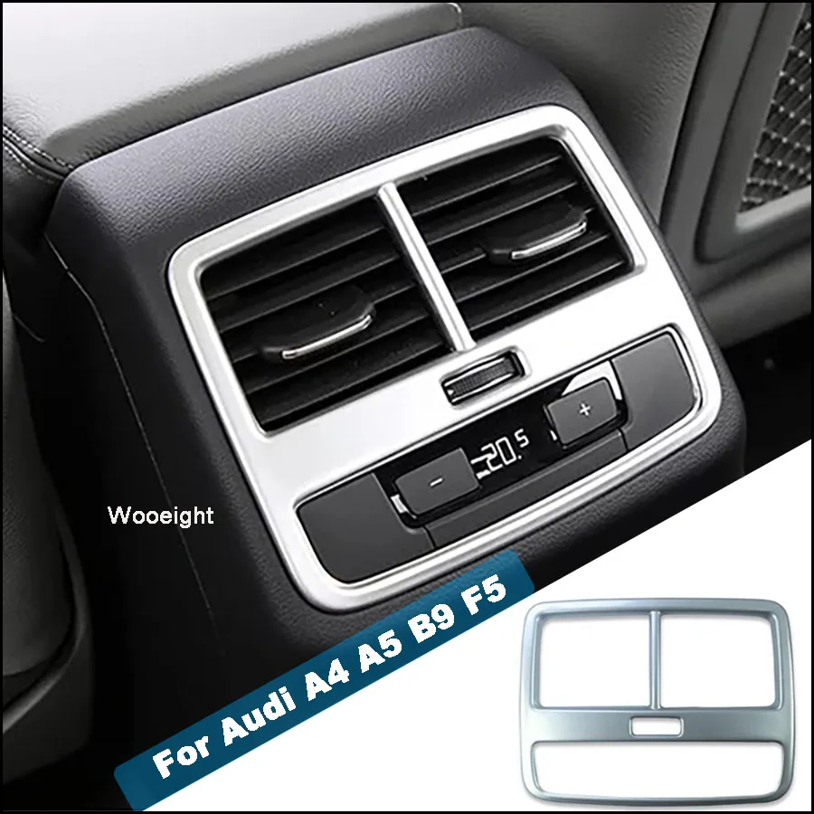 Wooeight Car Interior Rear AC Air Vent Outlet Trim Cover Frame For Audi A4 A5 B9 F5 Sedan Avant Allroad Sportback Coupe Cabriolet 2017 2018 (1)