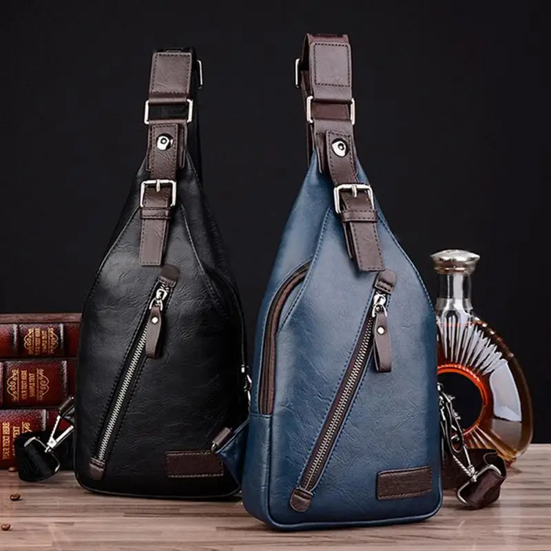 

Male Shoulder Bags Travel Crossbody Bag Men Anti Theft Chest Bag Magnetic Button PU Leather School Short Trip Messenger Bag