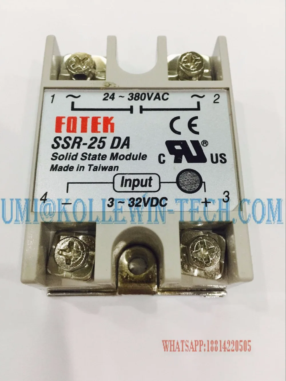 

SSR-25DA, SSR-25 DA, 25A 3-32V DC TO 24-380V AC SSR 25DA relay solid state Plastic Cover Case Factory Directly Wholesale Hot