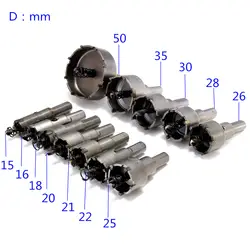 12 шт./компл. 15-50 мм отверстие пилообразный набор дрель немного Нержавеющая сталь Сплав резак _ WK