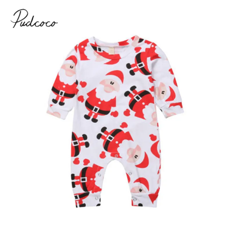

2018 Brand New Christmas Party Casual Infant Baby Girl Boy Romper Santa Claus Long Sleeve Cotton Jumpsuits Autumn Winter Clothes