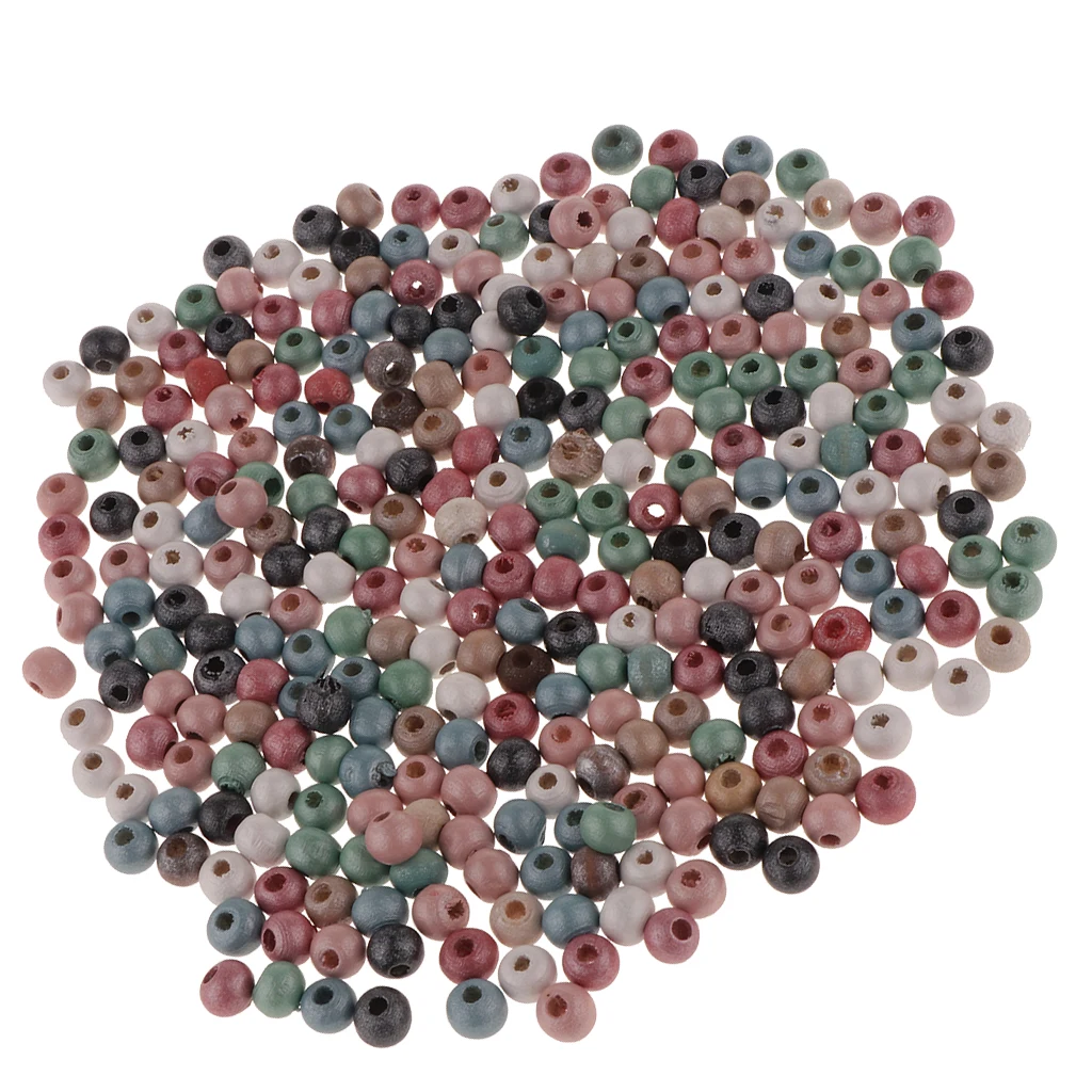 1 Pack Pearly Luster Surface Wooden Spacer Beads Loose Beads Crafts Supply Kids Toys Supply Kids Necklace Bracelets Accessory