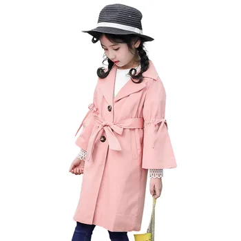 

6 8 10 12 14 Years Girls Fashion Jackets For 2018 Autumn Teens Windbreaker Girls Cotton Trench Kids Outwears Children Clothes