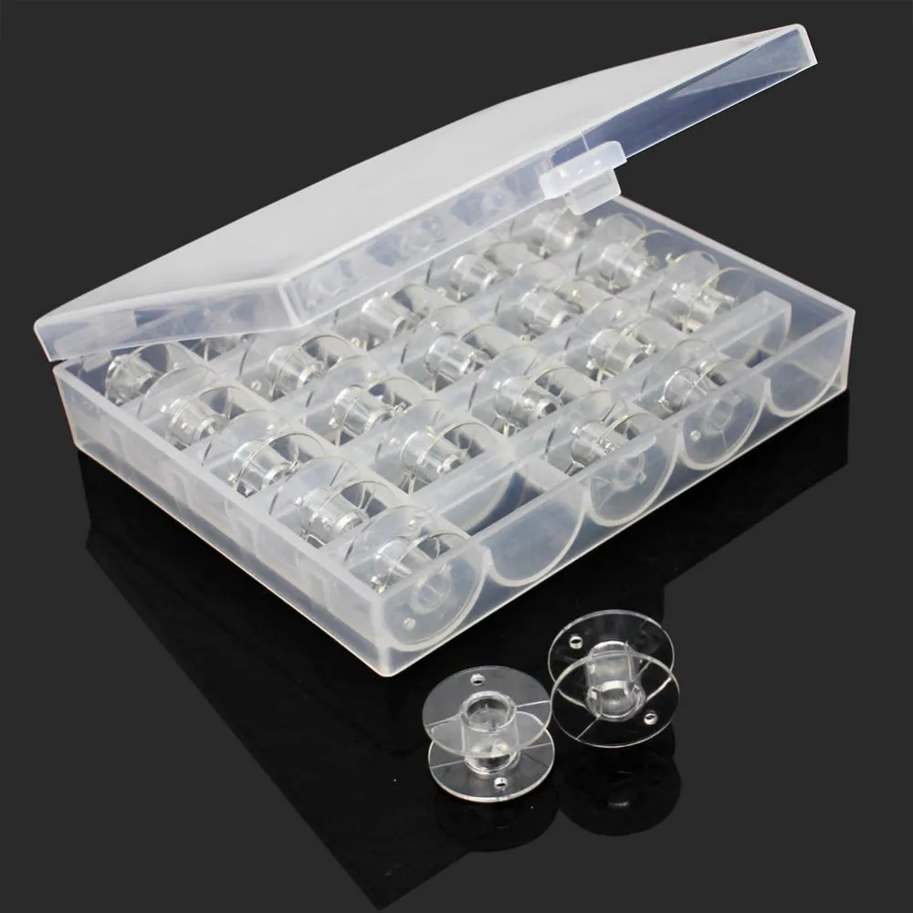 

D&D 25Pc Sewing Machine Bobbins Spools Empty Bobbins Transparent Storage Case Box for Home Sewing Machine Accessories Tools