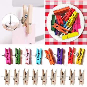 

50PCS 3.5cm Creative Fashion Wooden Push Pins Clips for Home Office Kitchen Workplace School Classroom Wall Cork Maps Board