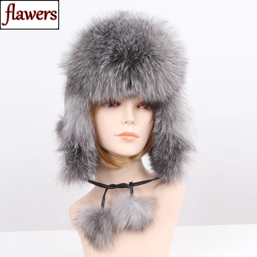 

2019 Hot Sale Winter Lady Real Fox Fur Hat Natural Soft Genuine Fox Fur Cap Women Fashion Casual Warm Real Leather Bomber Hats