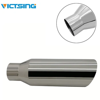 

VicTsing Muffler Car Tail Throat Pipe Truck Exhaust Pipe Trim Tips Silver Chrome Round Muffler Pipe Car Styling Replacement Part