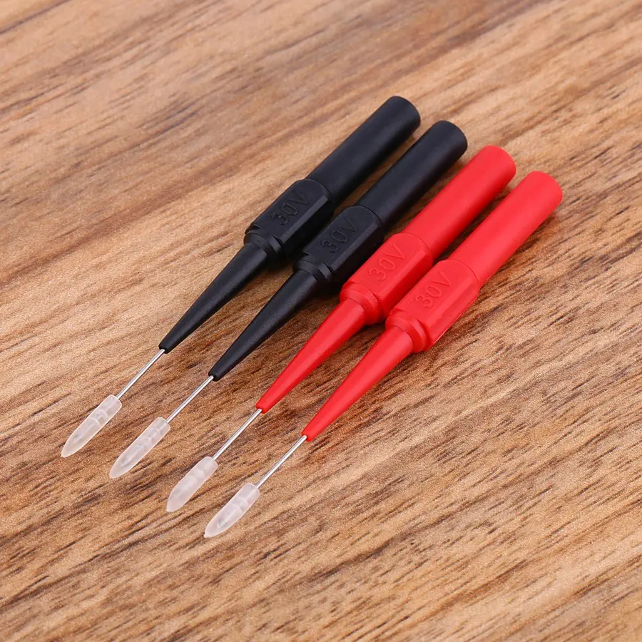 4pcs Multimeter Insulated Probes Tool Wire Test Clip Insulating Piercing Needles 
