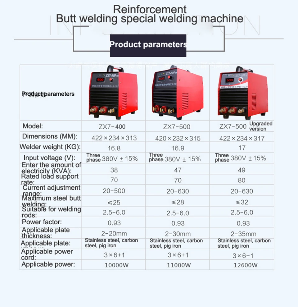 Высокая мощность стыковые сварщики ZX7-500 двойной модуль IGBT 380 В 11000 Вт 47KVA инвертор светодиодный digi DC радиатор для 25 мм стальной бар стыковая сварка