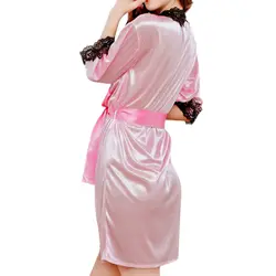 Ночное платье, сексуальное кружевное нижнее белье, сатиновая Пижама