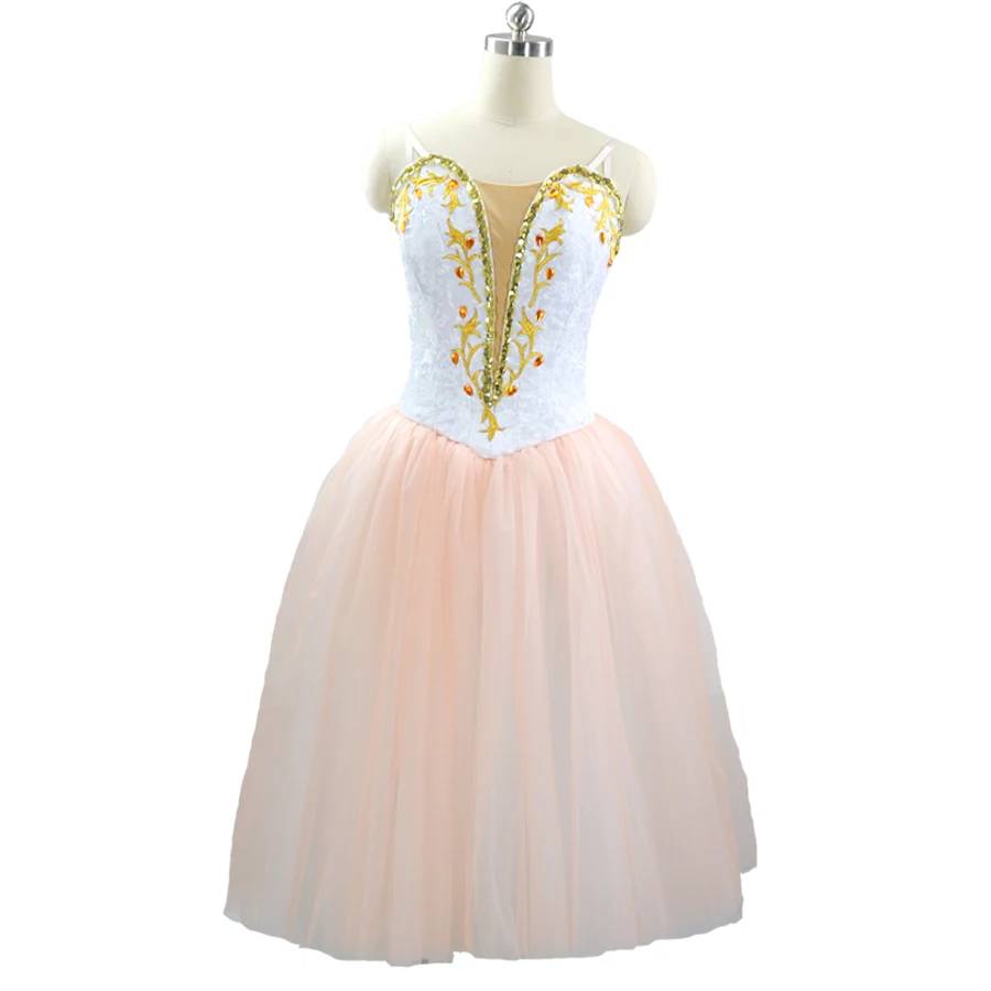 Orange Women Long Professional Ballerina Stage Ballet Tutu Dance Long Dress Peach Loose Fit Contemporary Lyrical Dance Costume