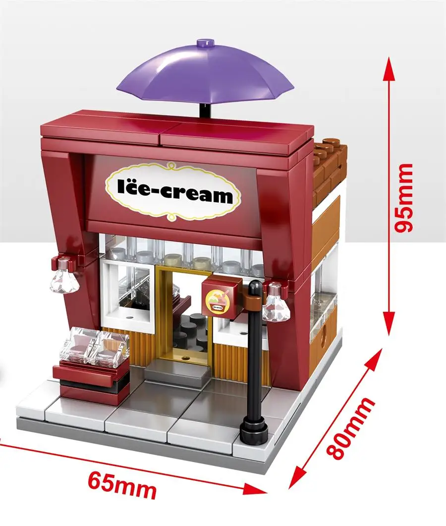 Блоки sembo, мини уличный магазин, Строительные кирпичи, милый микро магазин, модель мороженого, Развивающие детские игрушки, детские подарки на Рождество - Цвет: sd6011