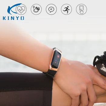 

Kinyo smart band wristband IP67 waterproof Heart rate monitoring Bluetooth 4.0 sleep monitoring High surface hardness smartband