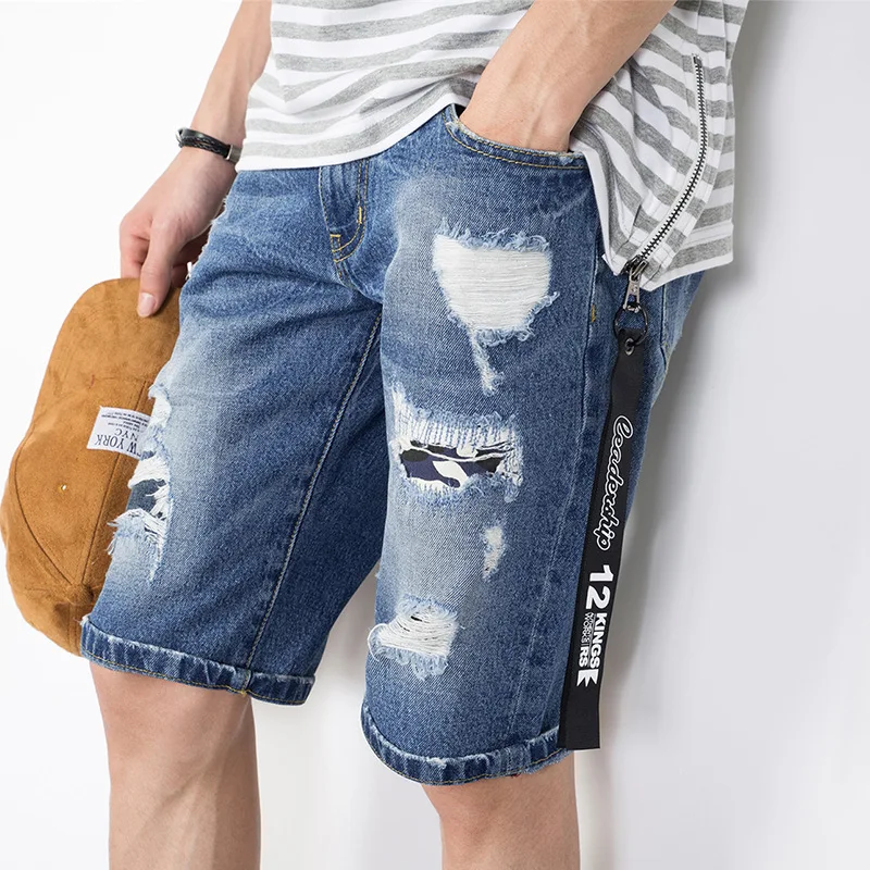 Buy Ripped Denim Shorts Men 2019 Hot Jeans Shorts Male