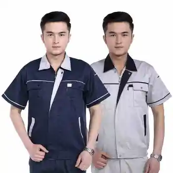 

(10 set-Shirt&Pant) thin Breathable Fabric Work Wearprotective clothing half sleeve factory workshop overalls summer uniforms