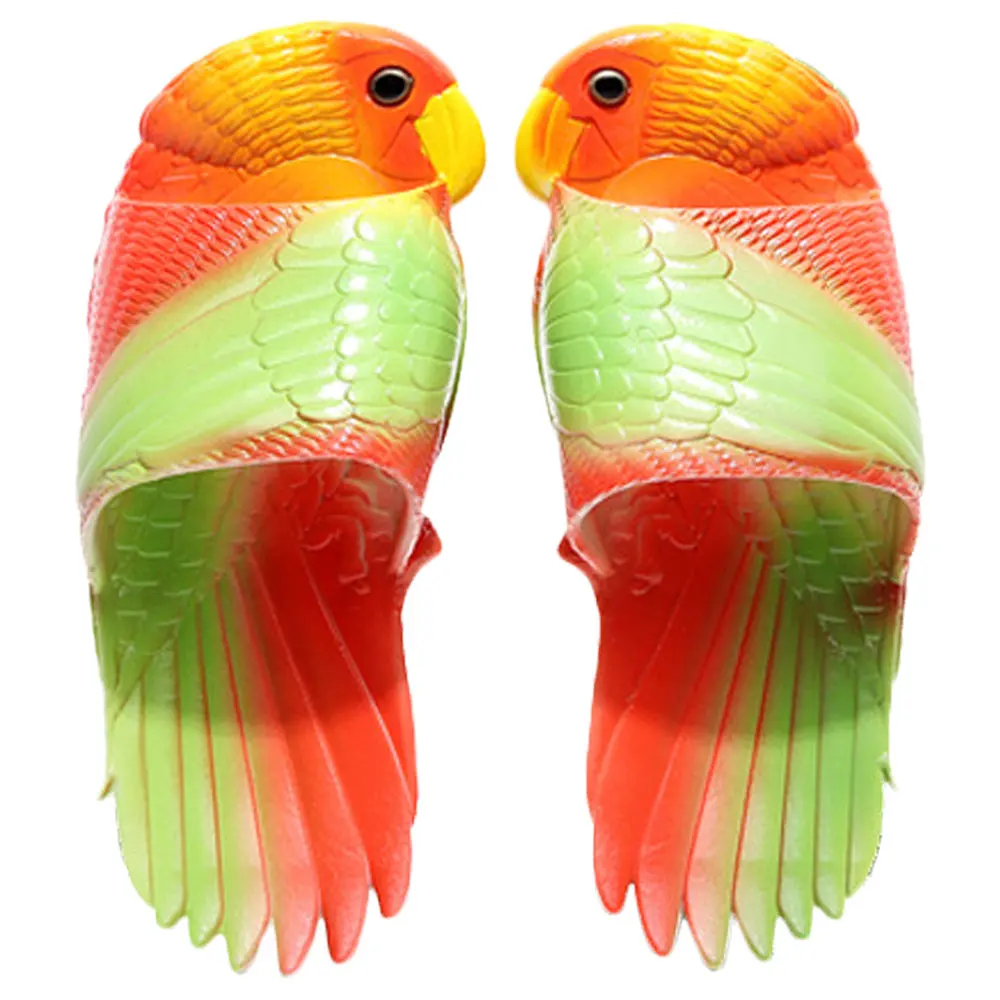 

Summer Soft Slippers Women Girls Creative Funny Parrot Slippers Kids Adult Outdoor Beach Sandal Children Flat Animal Slippers