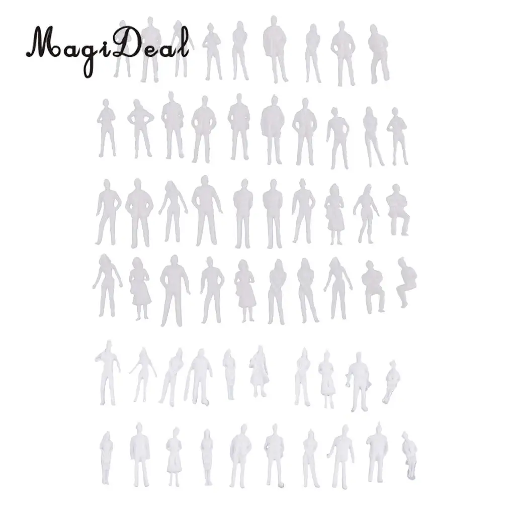 40Pcs 1/50 & 1/75 Scale Unpainted Model People Miniature Figures Architectural Model Human Plastic Scene Simulation