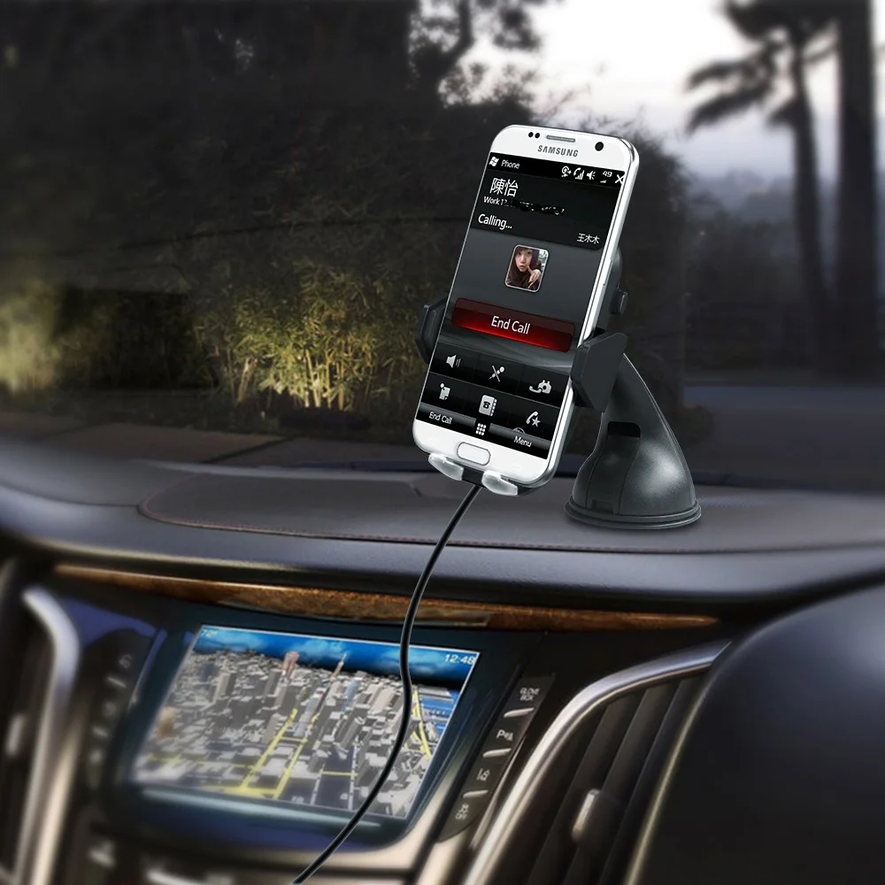 Portefeuille QI Wireless Car Charger Mount Air Vent Dash Holder for Samsung Galaxy Note 8 S8 S7 S6 edge iPhone 8 Plus X Charging (3)