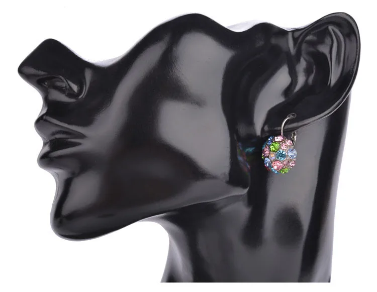 Горячие Клипсы Серьги для женщин модные аксессуары серебряный цвет Разноцветные кристаллы стразы массивные клипсы ювелирные изделия