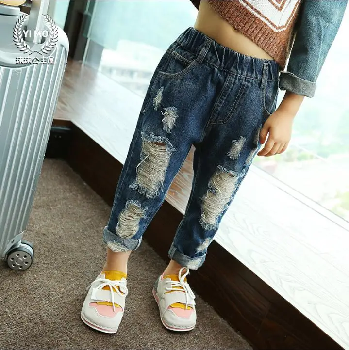 Fashion Girls Hole Jeans Summer Outerwear Baby Costume for 2-6Years Baby Good Quality Kids Denim Pants 2018 New
