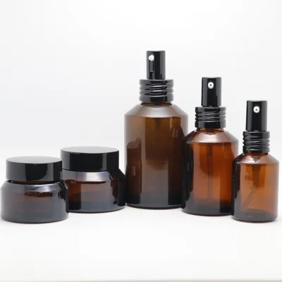 

Luxury Cosmetic Packaging 30g Amber Glass facial cream Jars 30ml 50ml 60ml 120ml Clear Frosted Glass Hydrating spray Bottles