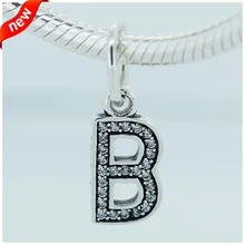 Подходит для Pandora Браслеты Характер B талисманы с Ясно фианит 925 пробы серебро бусины